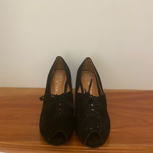 Jeffrey Campbell Peep Toe Black Suede Shoe